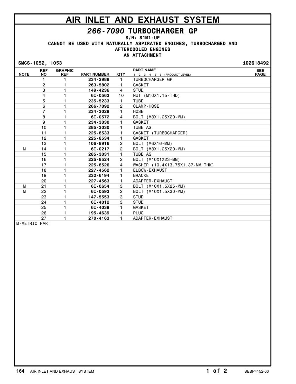 266-7092 CLAMP-HOSE · S/N S1M1-UP CAT parts manual diagram