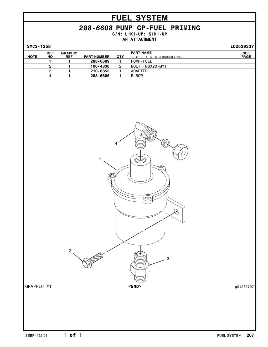 288-6609 PUMP-FUEL CAT parts manual diagram