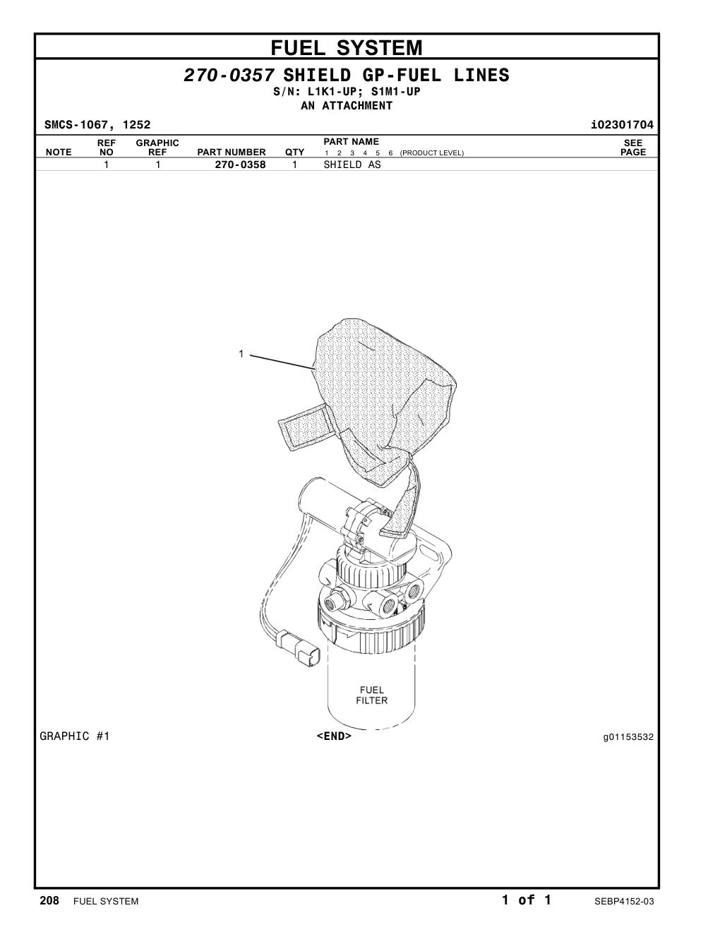 270-0358 SHIELD AS CAT parts manual diagram
