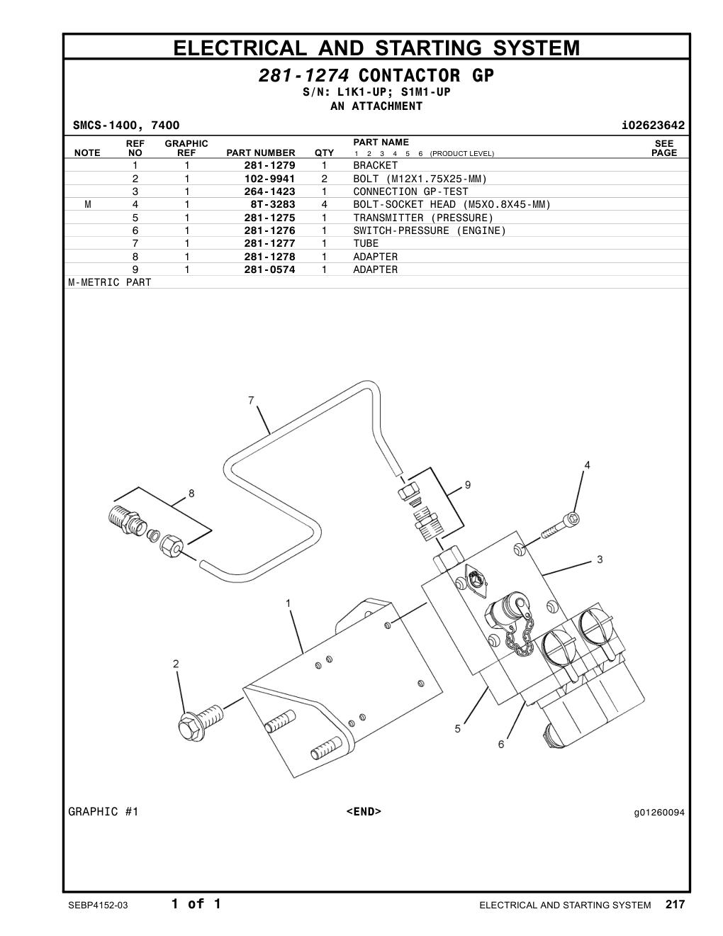 281-1279 BRACKET CAT parts manual diagram