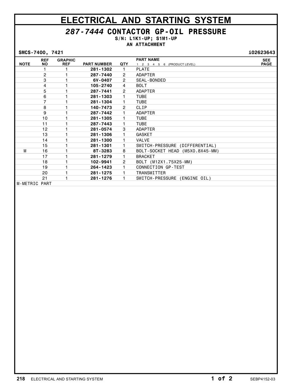 281-1306 GASKET CAT parts manual diagram