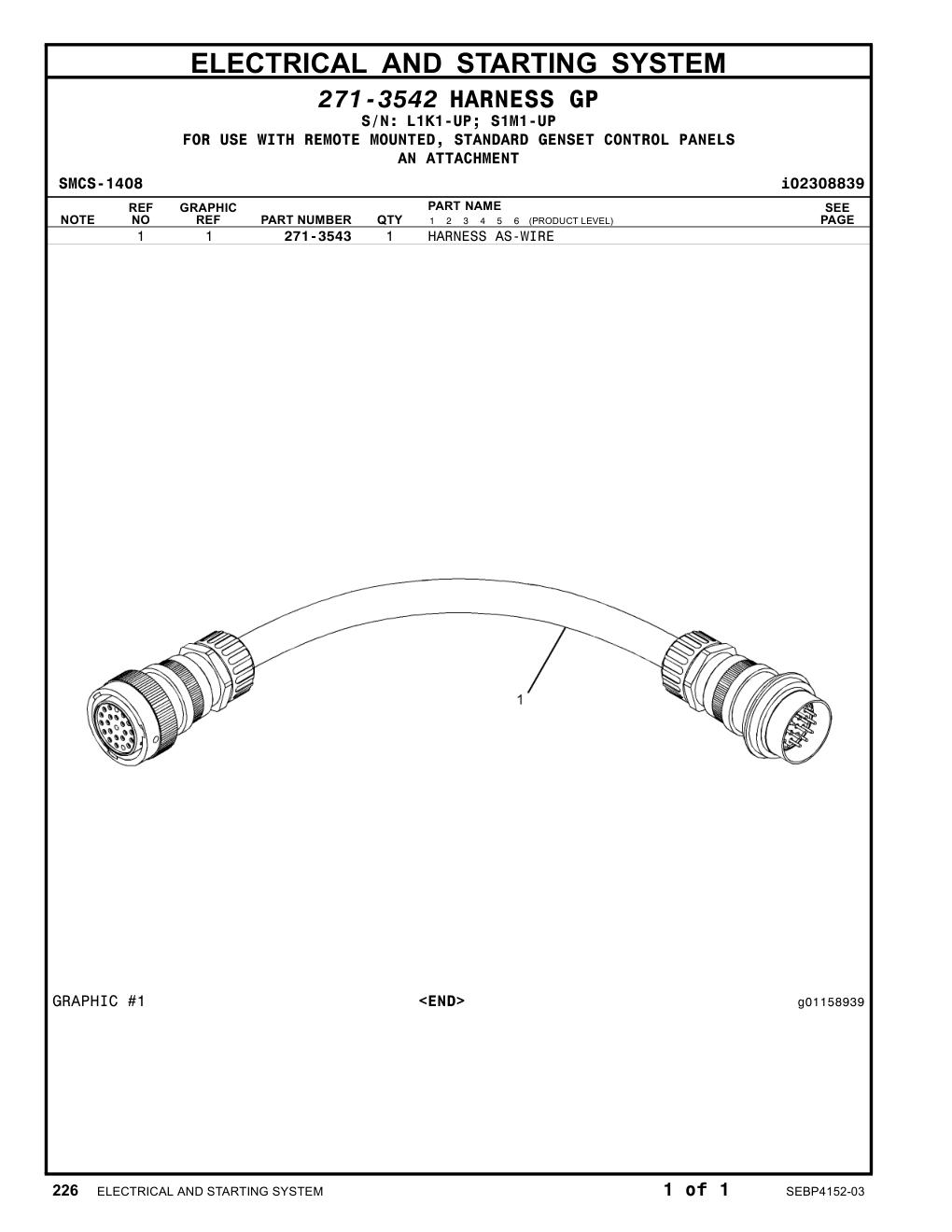 271-3543 HARNESS AS-WIRE CAT parts manual diagram