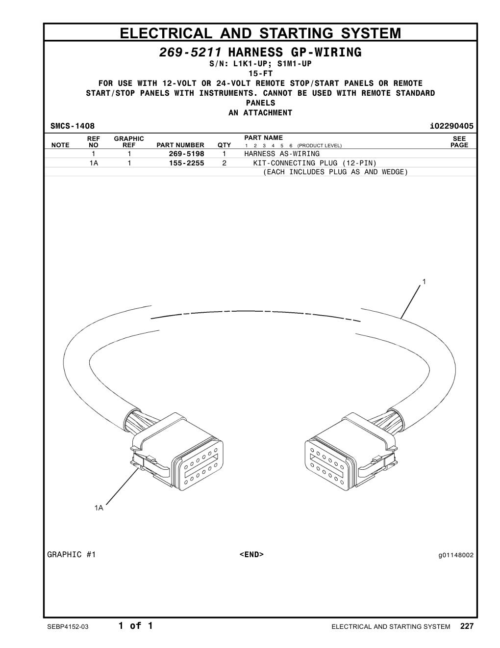 269-5198 HARNESS AS-WIRING CAT parts manual diagram