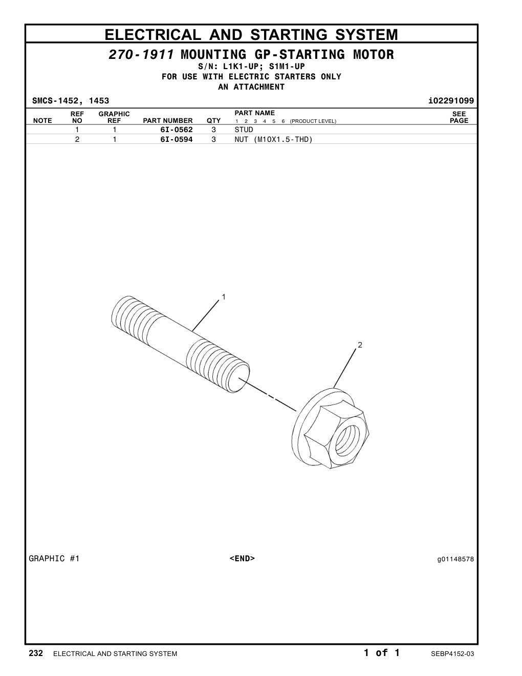 6I-0562 STUD CAT parts manual diagram