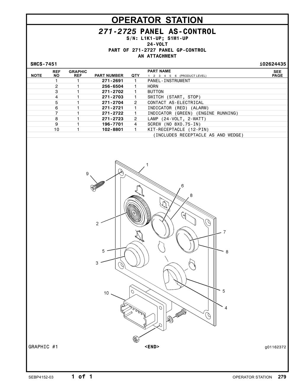 271-2703 SWITCH (START, STOP) CAT parts manual diagram