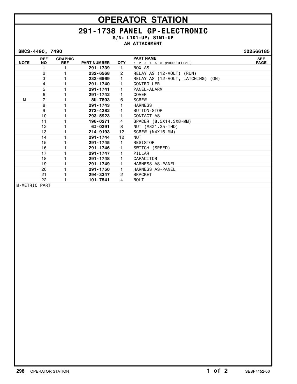 291-1749 HARNESS AS-PANEL CAT parts manual diagram