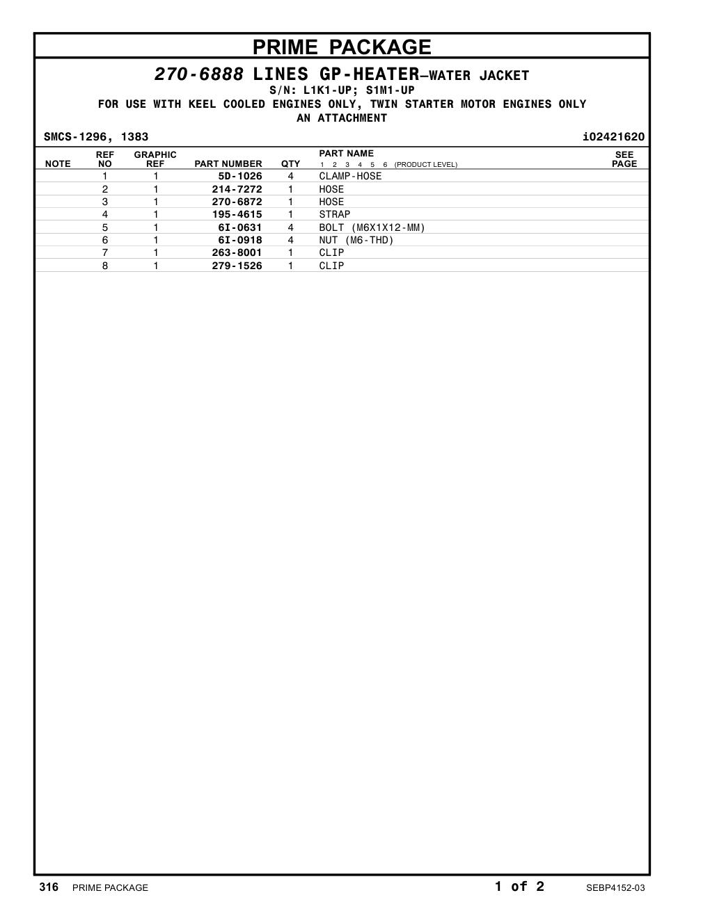 270-6872 HOSE CAT parts manual diagram