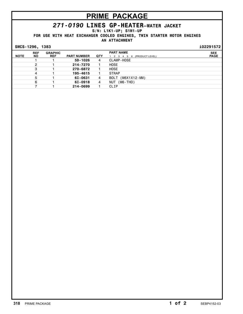 214-7270 HOSE CAT parts manual diagram