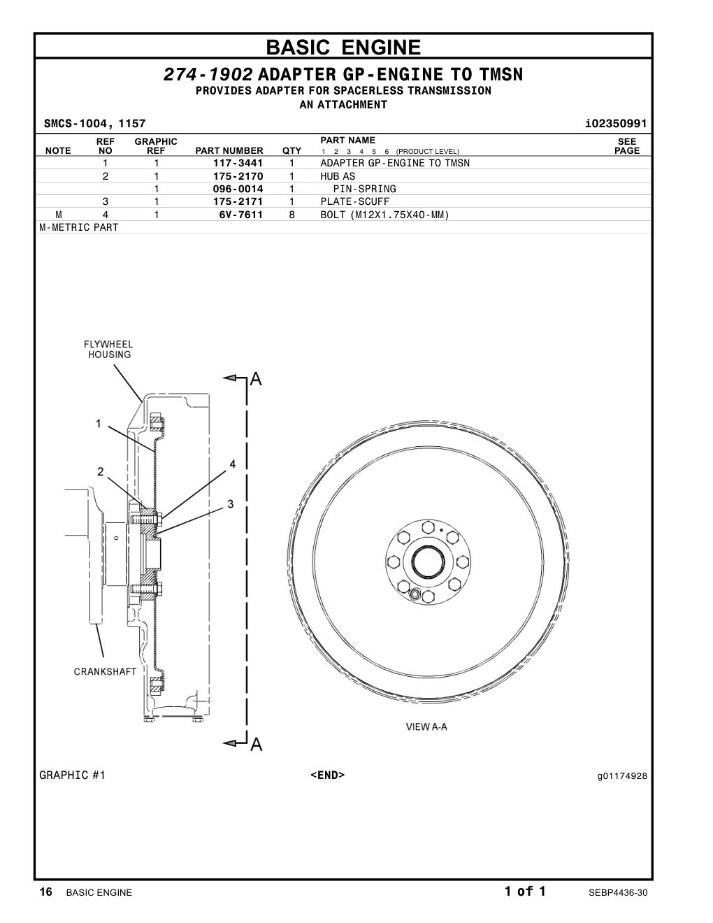 117-3441 ADAPTER GP-ENGINETOTMSN CAT parts manual diagram