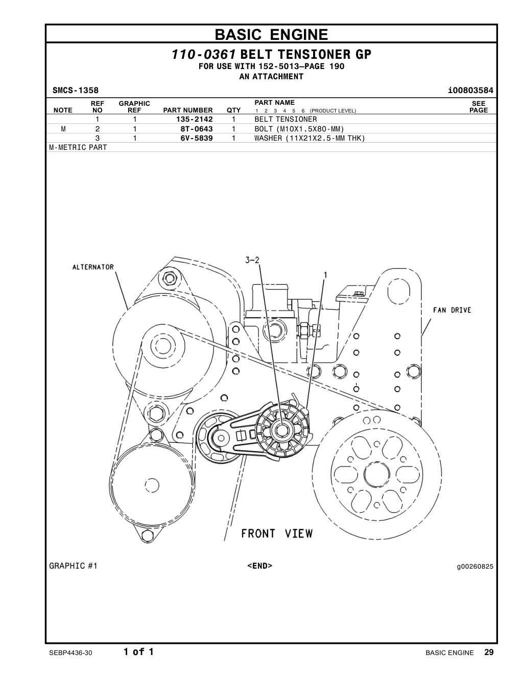135-2142 BELT TENSIONER (AUXILIARY DRIVE) CAT parts manual diagram