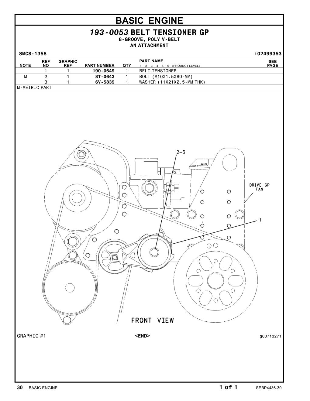 190-0649 BELTTENSIONER CAT parts manual diagram