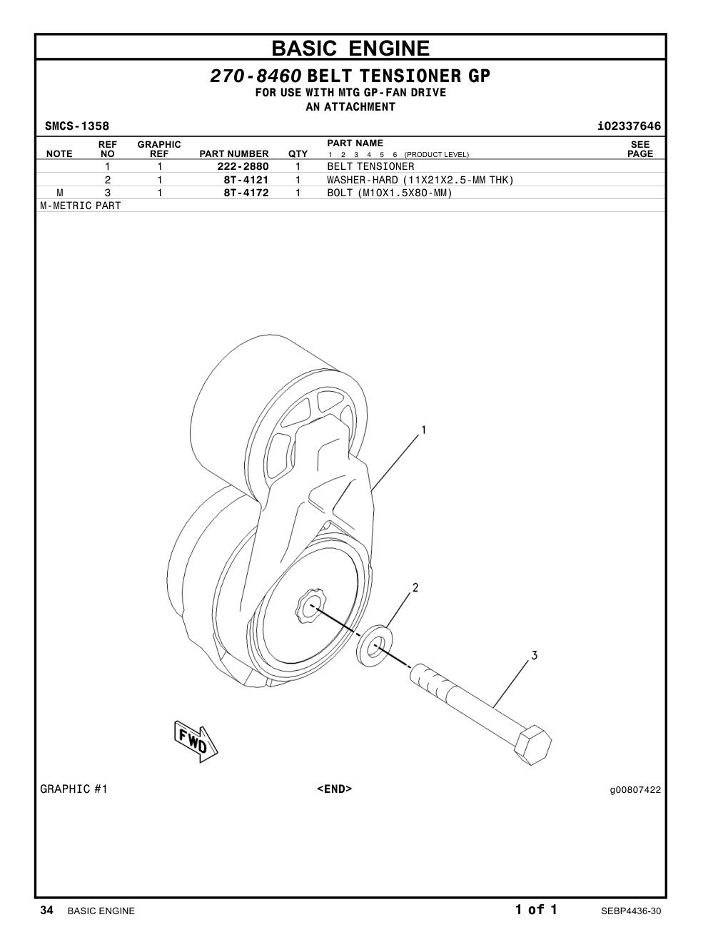 222-2880 BELTTENSIONER CAT parts manual diagram