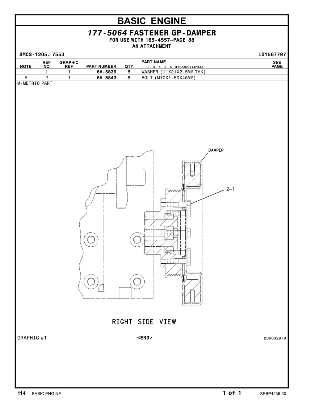 6V-5843 - BOLT (M10X1.50X45MM)