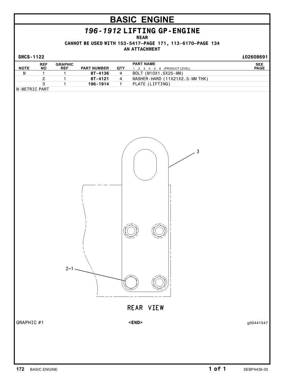 196-1914 PLATE(LIFTING) CAT parts manual diagram