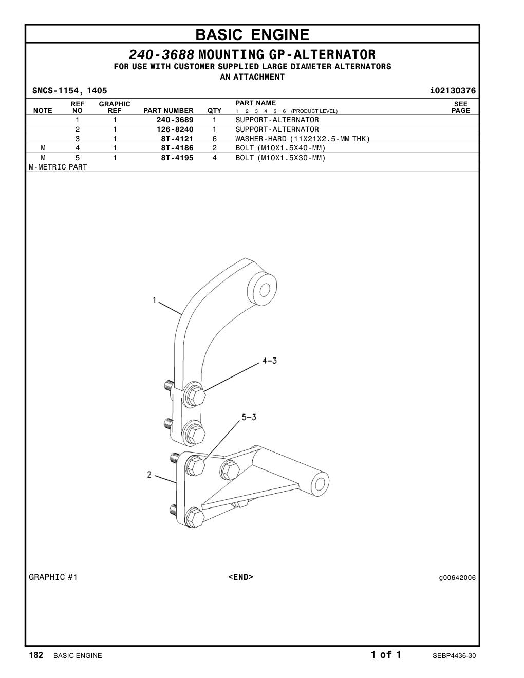 240-3689 SUPPORT-ALTERNATOR CAT parts manual diagram