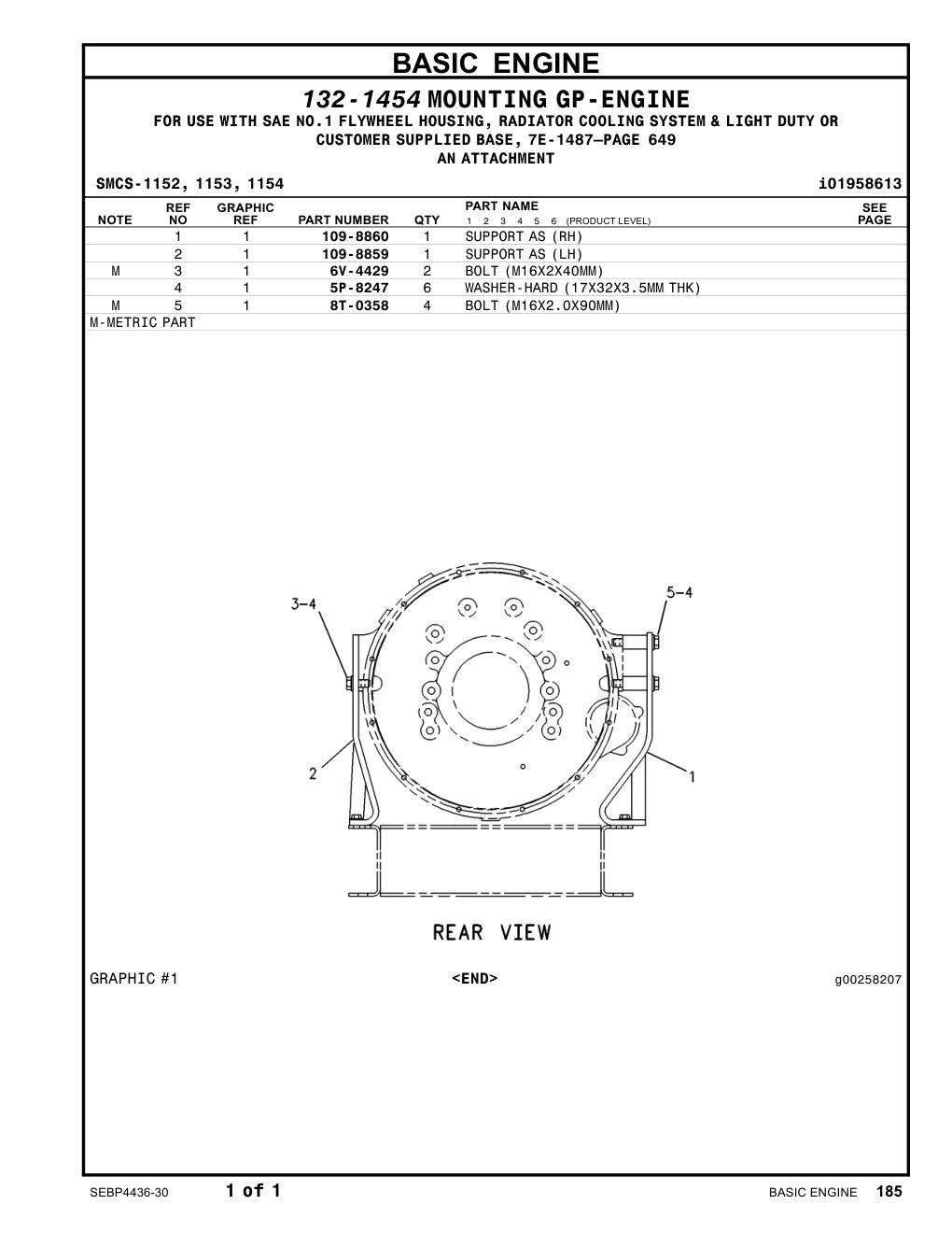 109-8860 SUPPORT AS(RH) CAT parts manual diagram