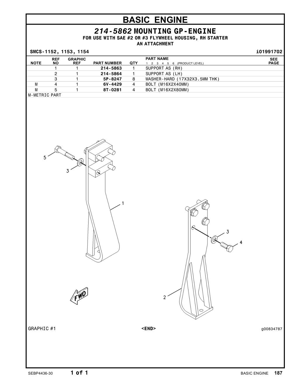 214-5863 SUPPORT AS(RH) CAT parts manual diagram
