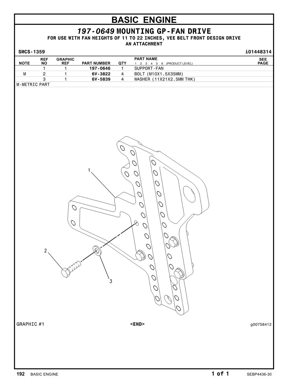 197-0646 SUPPORT-FAN CAT parts manual diagram