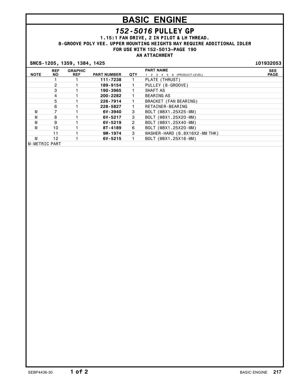 200-2282 BEARING AS CAT parts manual diagram
