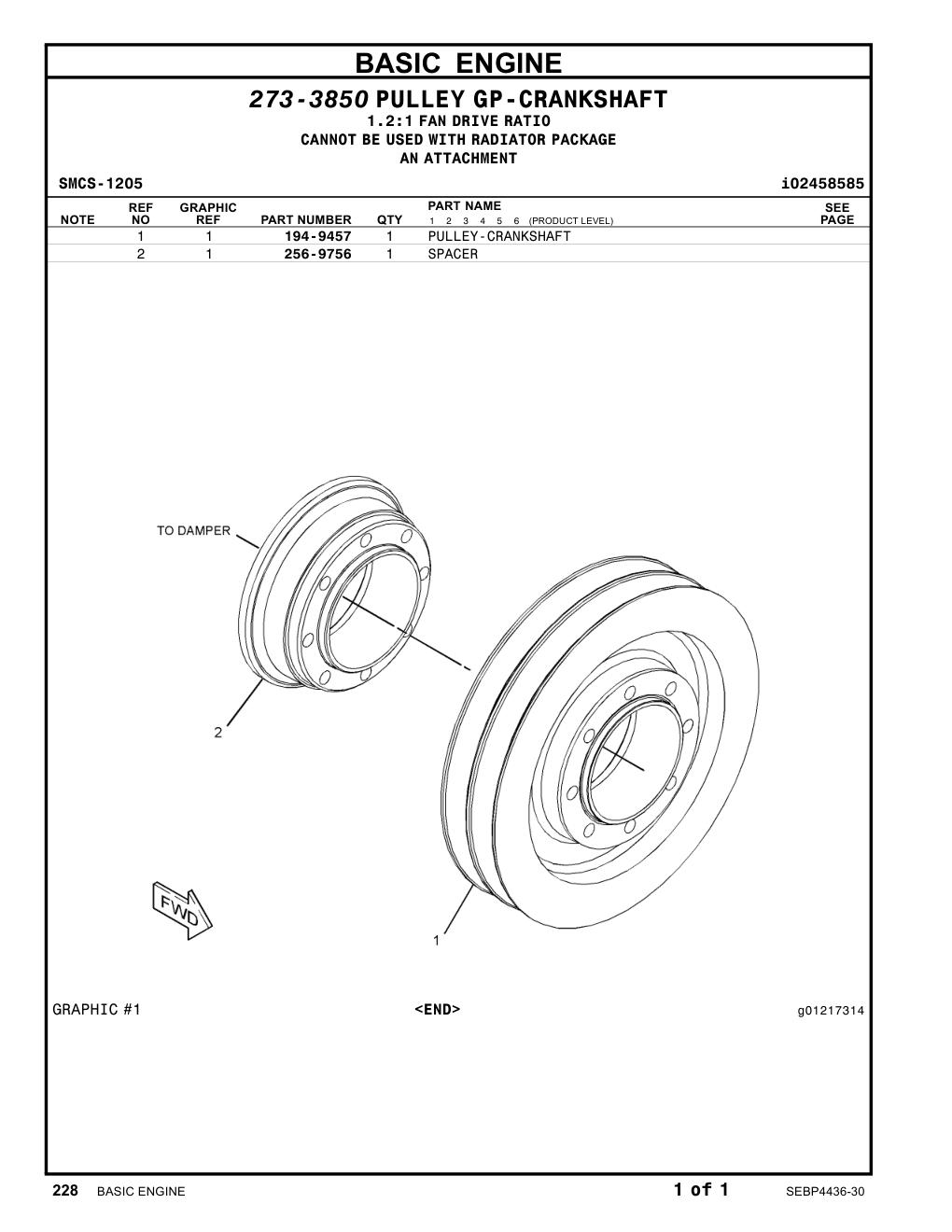 194-9457 - PULLEY-CRANKSHAFT