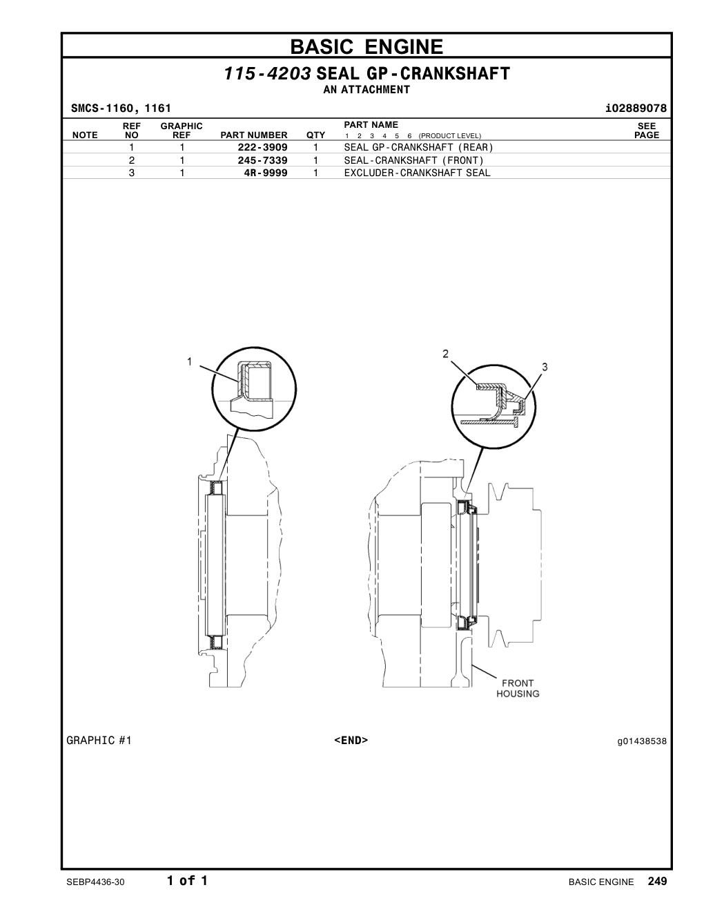 222-3909 - SEALGP-CRANKSHAFT(REAR)