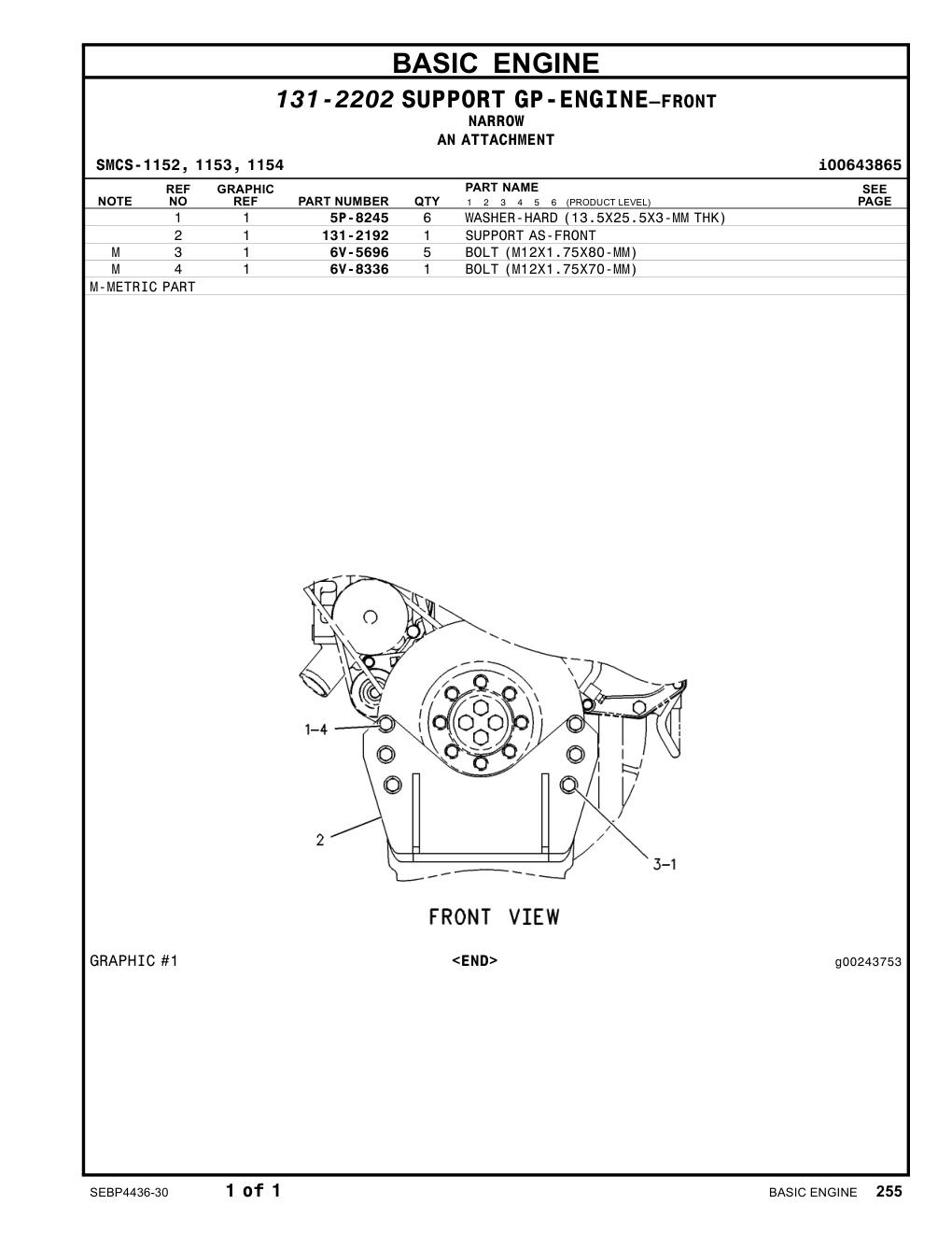 131-2192 SUPPORT AS-FRONT CAT parts manual diagram