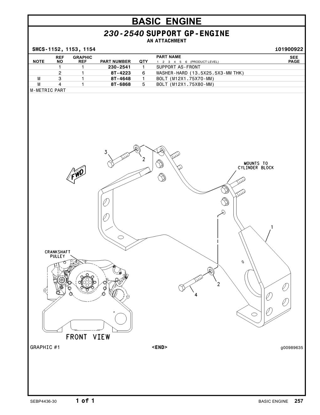 230-2541 SUPPORT AS-FRONT CAT parts manual diagram