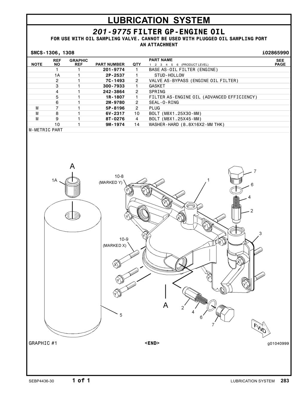201-9774 BASEAS-OILFILTER(ENGINE) CAT parts manual diagram