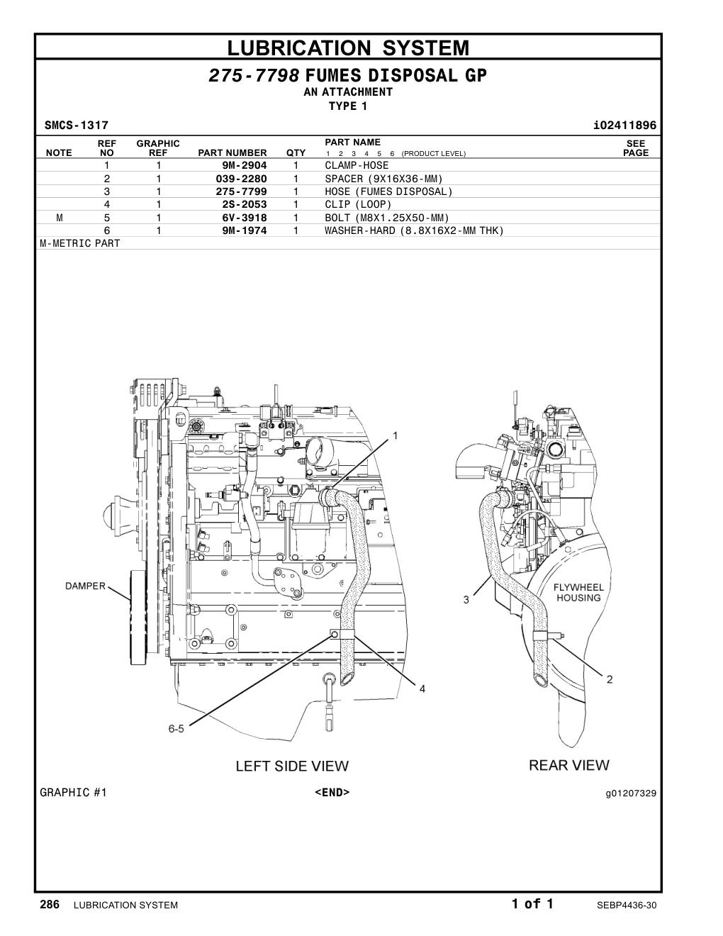 275-7799 HOSE(FUMESDISPOSAL) CAT parts manual diagram