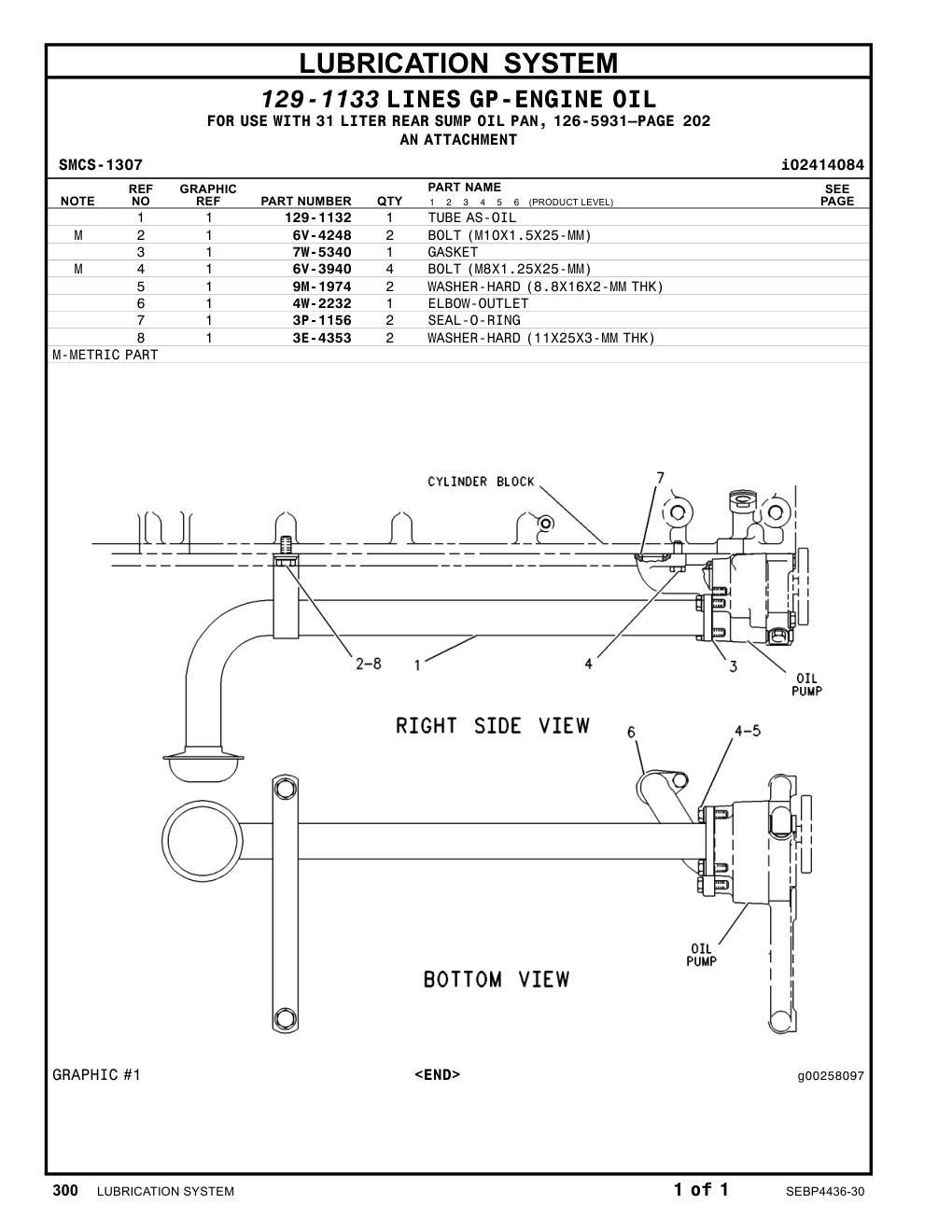 129-1132 TUBEAS-OIL CAT parts manual diagram