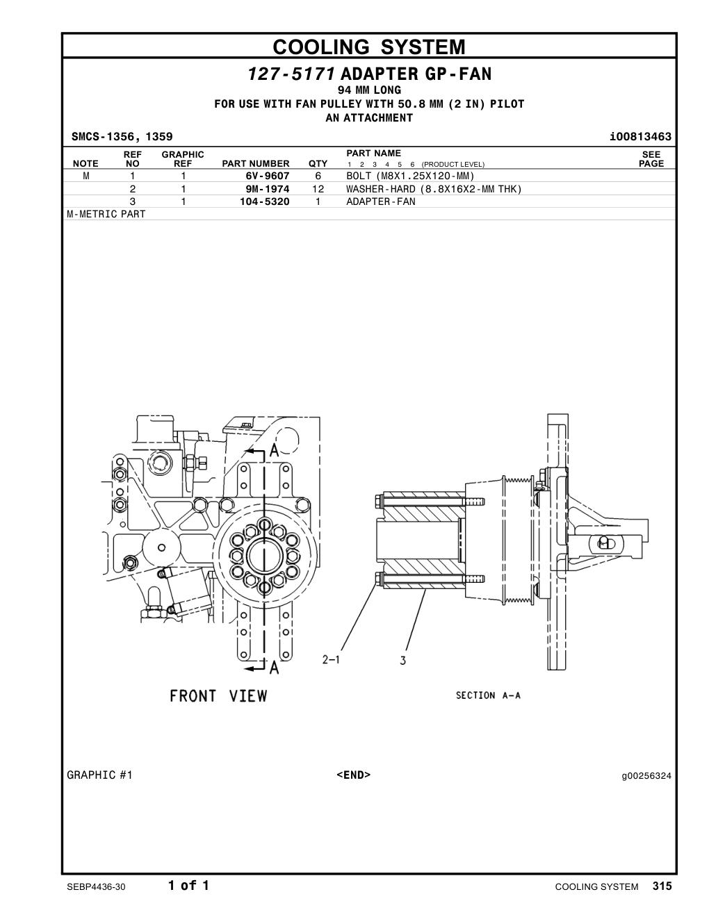 104-5320 ADAPTER-FAN CAT parts manual diagram