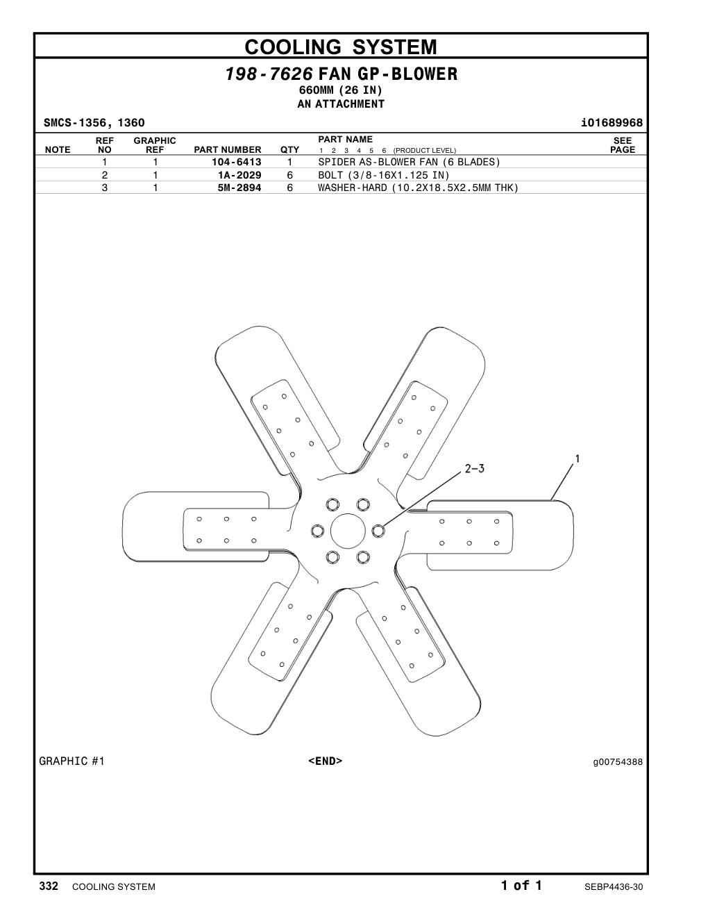 104-6413 SPIDER AS (6-BLADE) CAT parts manual diagram