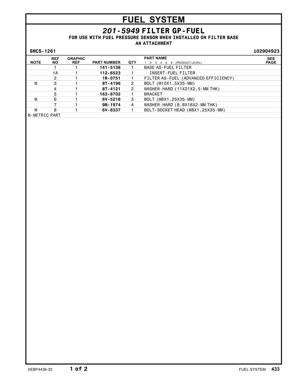 141-5138 BASEAS-FUELFILTER CAT parts manual diagram