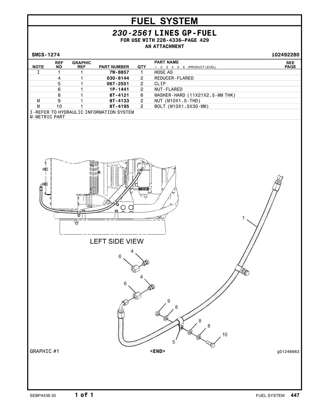 1P-1441 NUT-FLARED CAT parts manual diagram