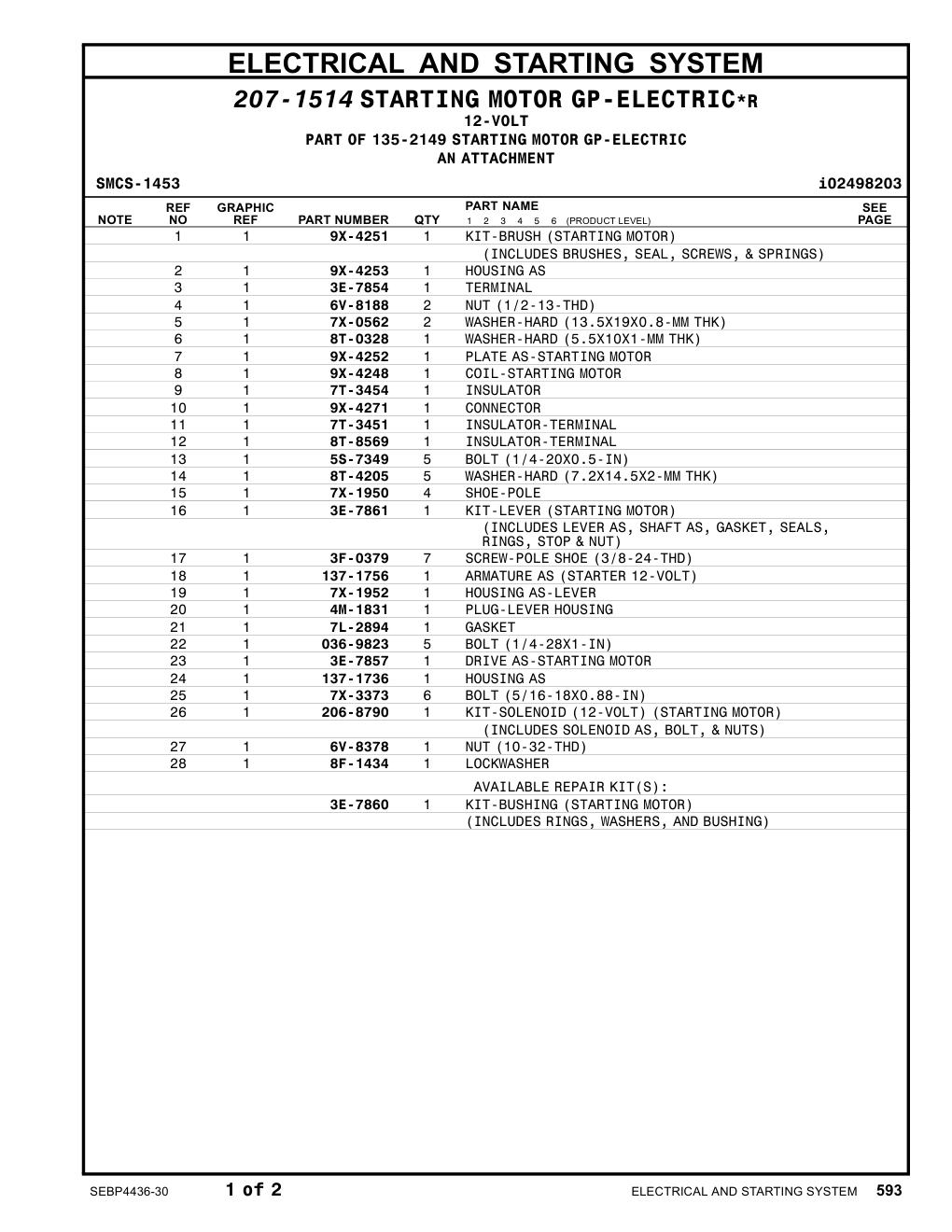 137-1756 ARMATUREAS(STARTER12-VOLT) CAT parts manual diagram