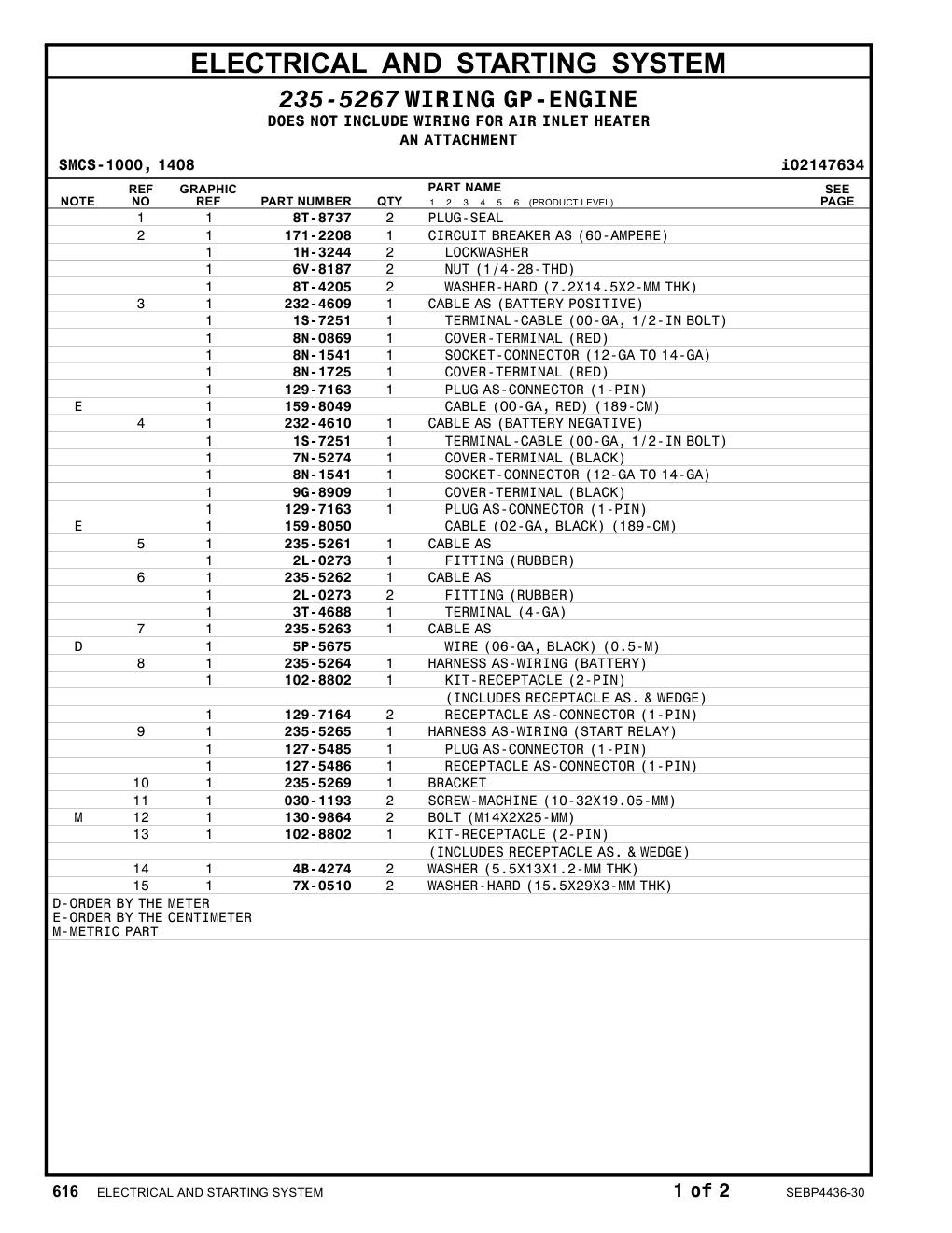 235-5261 CABLEAS CAT parts manual diagram