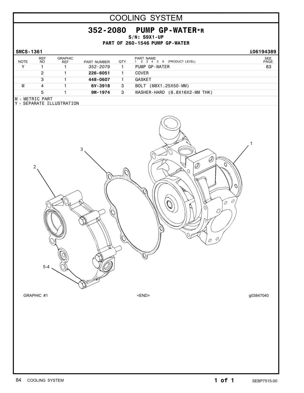 448-0607 GASKET · S/N S9X1-UP CAT parts manual diagram