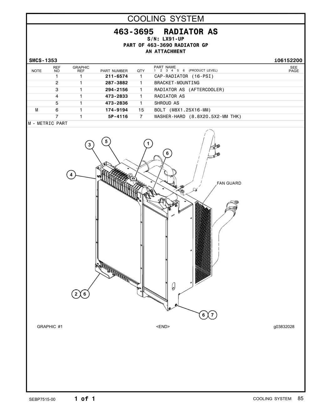 211-6574 CAP-RADIATOR (16-PSI) · S/N LX91-UP CAT parts manual diagram