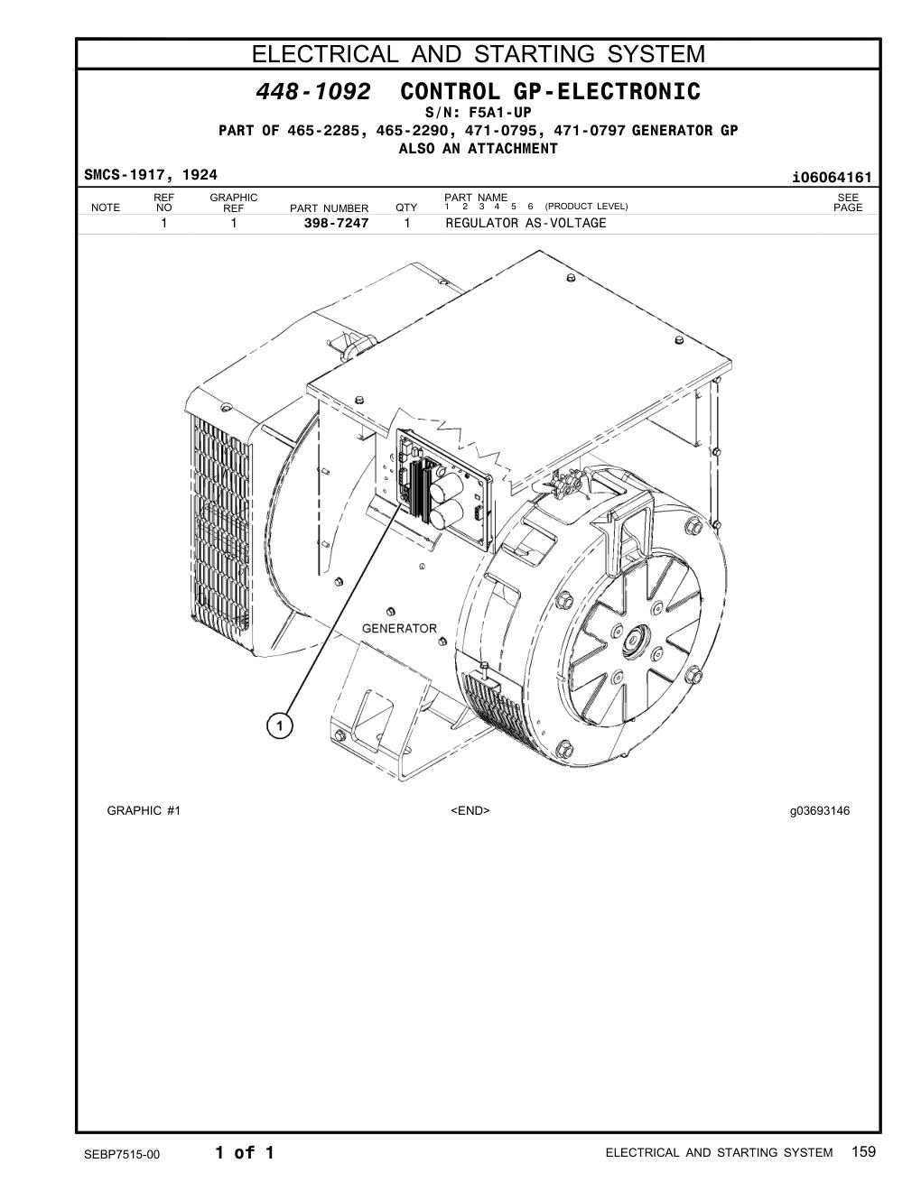 398-7247 REGULATOR AS-VOLTAGE · S/N F5A1-UP CAT parts manual diagram