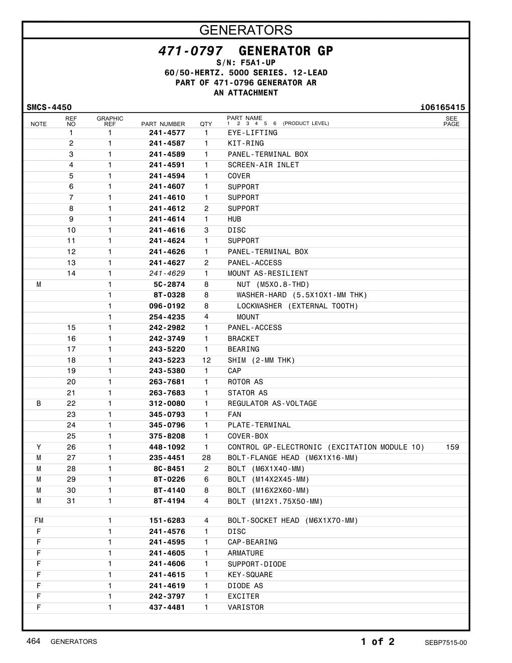 312-0080 REGULATOR AS-VOLTAGE · S/N F5A1-UP CAT parts manual diagram