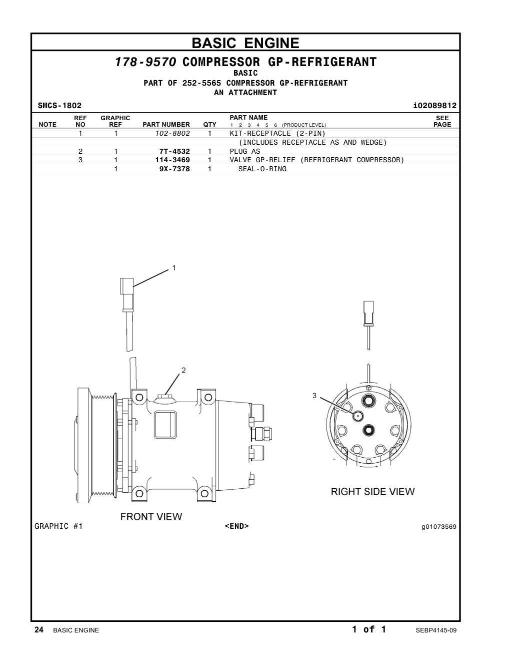 114-3469 - VALVE GP-RELIEF (REFRIGERANT COMPRESSOR)