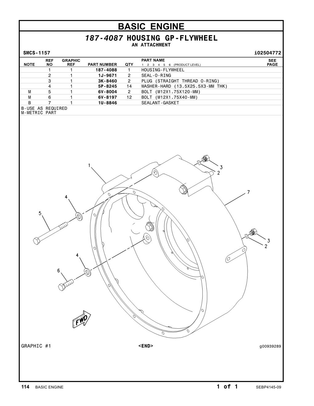 187-4088 HOUSING-FLYWHEEL CAT parts manual diagram