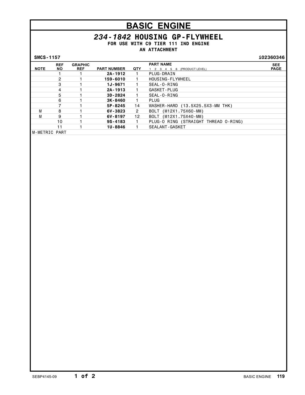 2A-1913 GASKET-PLUG CAT parts manual diagram