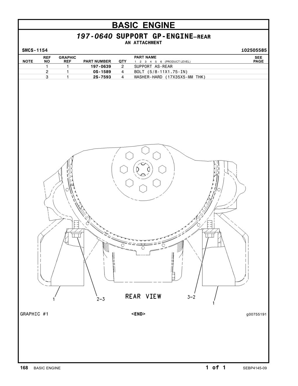 197-0639 SUPPORT AS-REAR CAT parts manual diagram