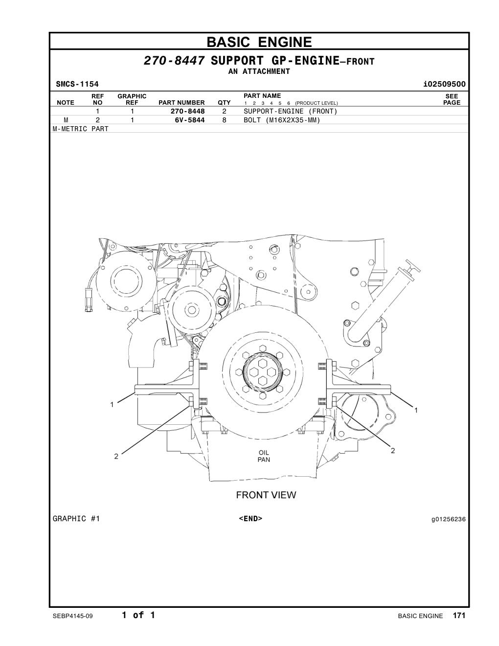 270-8448 SUPPORT-ENGINE (FRONT) CAT parts manual diagram