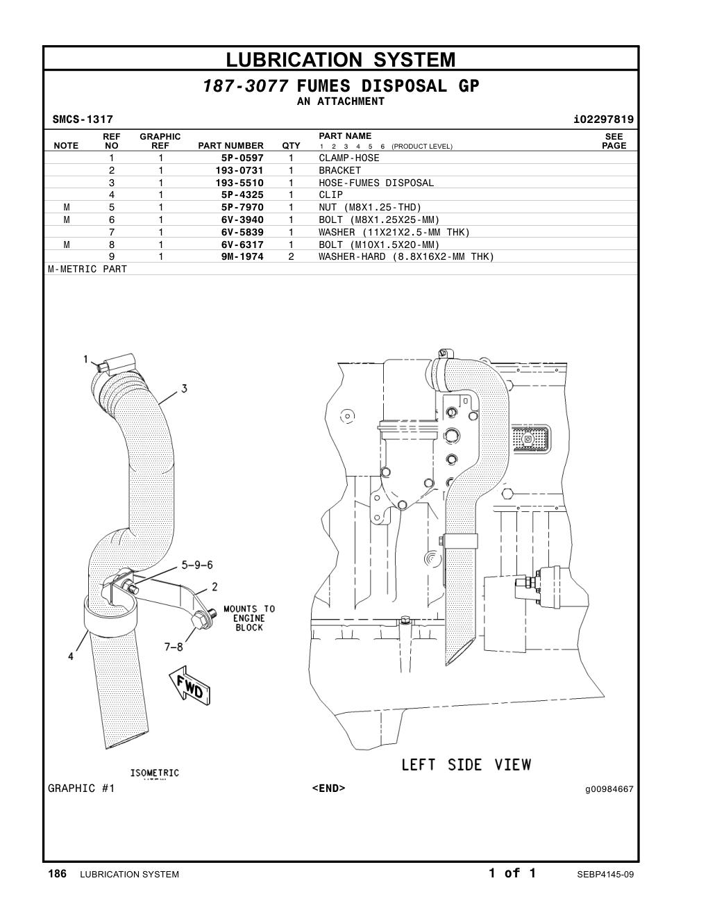193-5510 HOSE-FUMES DISPOSAL CAT parts manual diagram