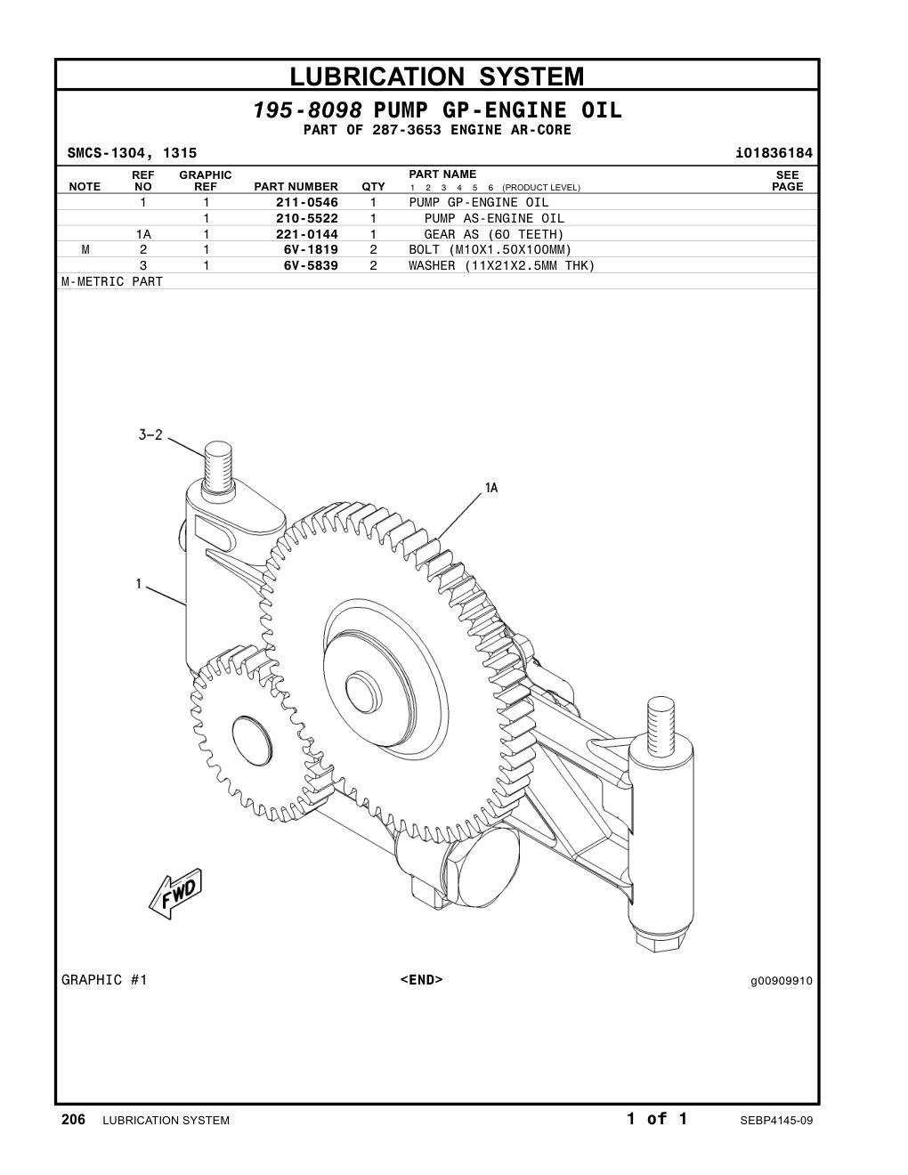 210-5522 - PUMP AS-ENGINE OIL
