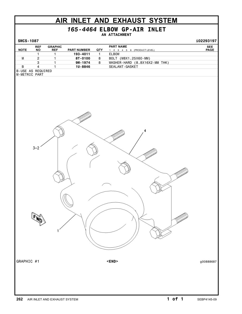 193-4011 ELBOW CAT parts manual diagram