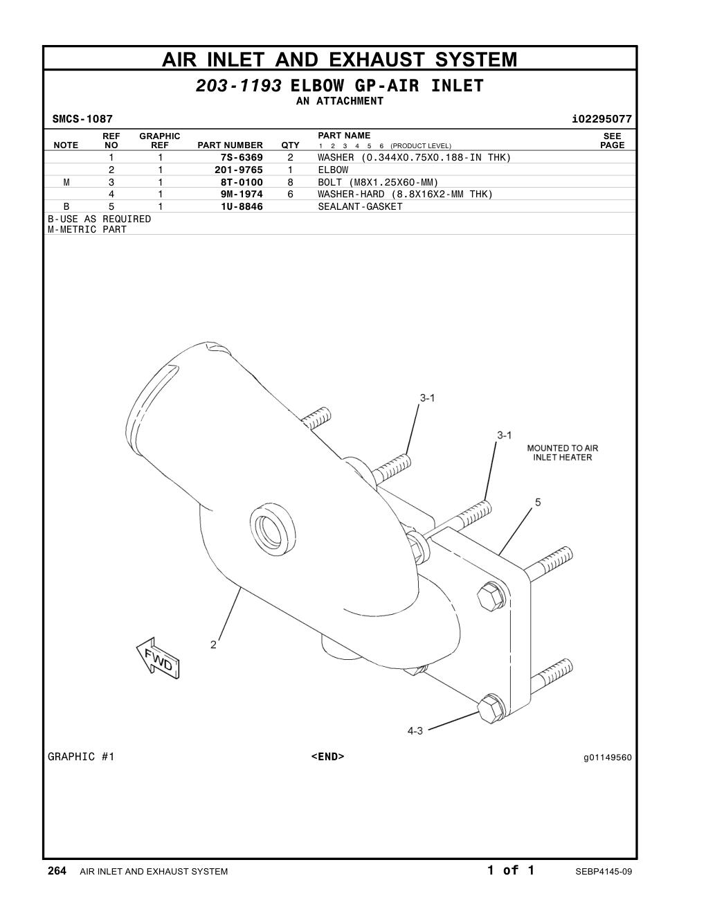 201-9765 ELBOW CAT parts manual diagram