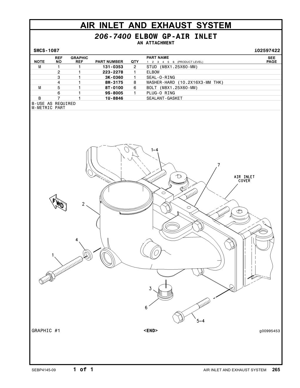 223-2278 ELBOW CAT parts manual diagram